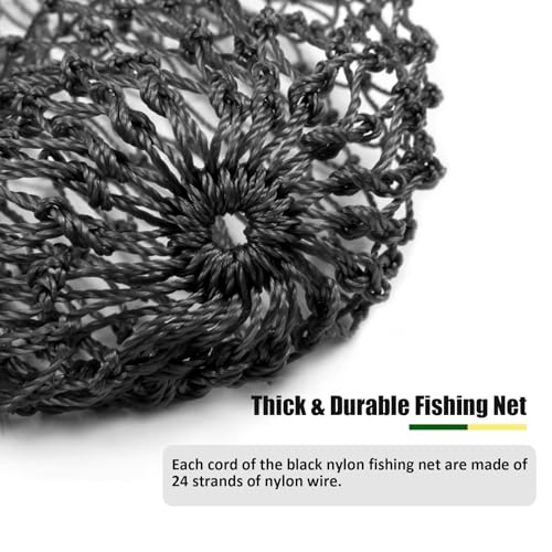 Fishing Net Fish Landing Net Foldable Fishing Replacement Net for Freshwater Saltwater Fishing Net Replacement Netting Green/Black 2 Colors Handle/Frame Not Included