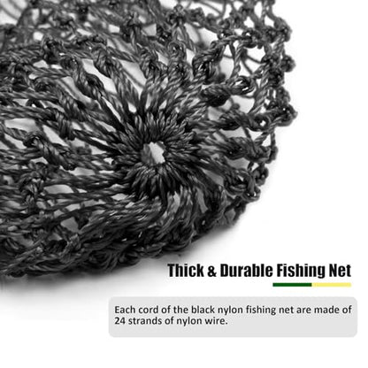 Fishing Net Fish Landing Net Foldable Fishing Replacement Net for Freshwater Saltwater Fishing Net Replacement Netting Green/Black 2 Colors Handle/Frame Not Included