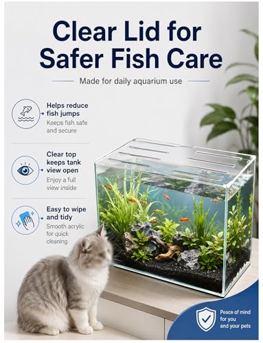 Acrylic Fish Tank Cover, 5mm Transparent Aquarium Lid with Air Slots, Anti-Jump Top for Open Aquariums, 90x50 cm, Ships in 2 Pieces, Durable and Easy to Clean