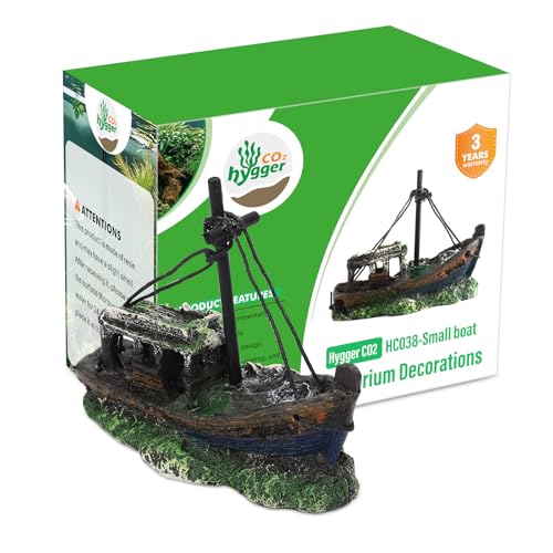 Small Boat Aquarium Decorations Resin - Sunken Shipwreck Fish Tank Ornament for Aquatic Adventure Scene-Approx. 4.9" L x 2.4" W x 3.9" H (Small Boat)