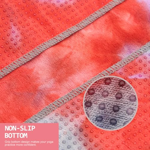 Eunzel Non Slip Hot Yoga Mat Towel with Grip Dots, 72" x 24" - color: Red & Gray