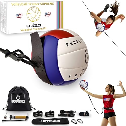 OVANTO Volleyball Training Equipment Kit | Adjustable Practice Hitting Rebounder, Ultra-Stretch Neoprene, Exclusive Elastic Cords, Premium Content - color: VT Supreme