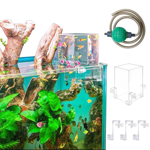 Vacuum Suspended Fish Tank – 0.8 Gallon Negative Pressure Aquarium with Clear Fish Elevator, Auto-Refill Water System, Increases Fish Activity Area & Unique Aquarium Décor