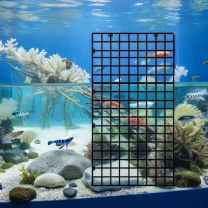 ORFOFE 30x15cm Grid Divider for Fish Tank Spliced Lattice Plate Aquarium Supplies 4 Suction Cups - color: Black
