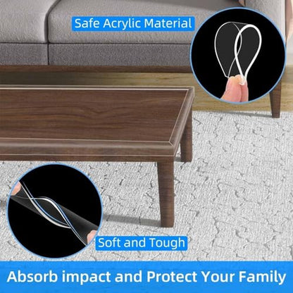 2Pack Clear Edge Protector Strip,1.57in x 16.4FT(32.8FT Total),Sharp Edge Wrap Cover Tape,Self Adhesive Protective Bumper Guards for Cabinet Door Desk Table Furniture,Kitchen Countertop,Waterproof - size: 2 Pack x 1.57in x 16.4FT