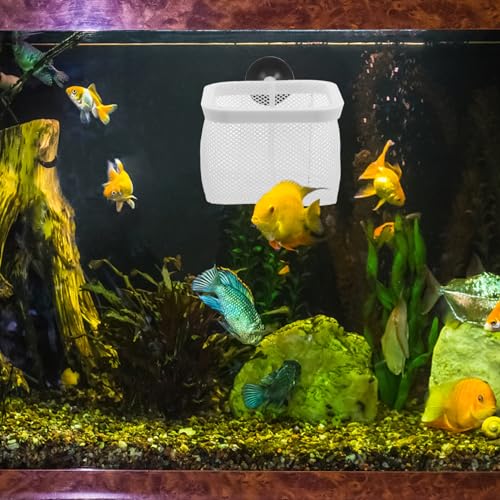 WOONEKY Fine Mesh Fish Tank Isolation Net Cups Hatching Holder for Small Fish Breeding and Spawning Aquariums Easy to Install and Clean