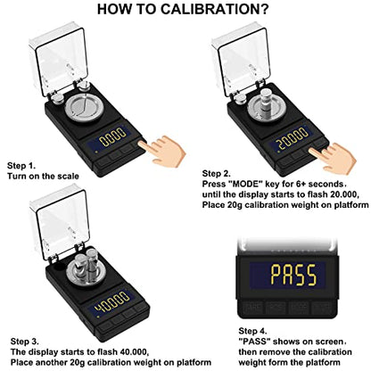 Digital Milligram Scale 50g/0.001g, Compact Mg Scale with 20g Calibration Weight and Accessories, Black Powder Scale for Reloading - color: Black