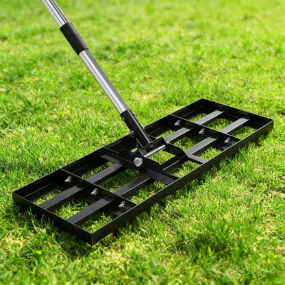 Lawn Leveling Rake, 30"x10" Stainless Steel Lawn Leveler with 76" Adjustable Handle, Heavy-Duty Yard Leveling Rake for Garden, Golf Course, Farm, Pasture, Professional Lawn Care Tool - style: 30"x10" Leveling Rake