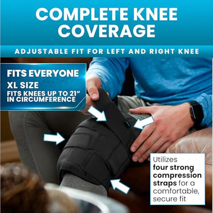 Vive Knee Ice Pack Wrap - Cold/Hot Gel Compression Brace for Pain Relief - color: Black