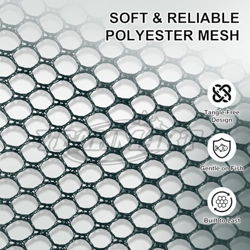 Yeahmart Fishing Landing Net with Telescopic Aluminum Handle Pole, Collapsible Nylon Mesh Minnow Fish Net for Saltwater & Freshwater, Portable Fishing Gear for Kids, Men, Women, Extends 21-75 Inches