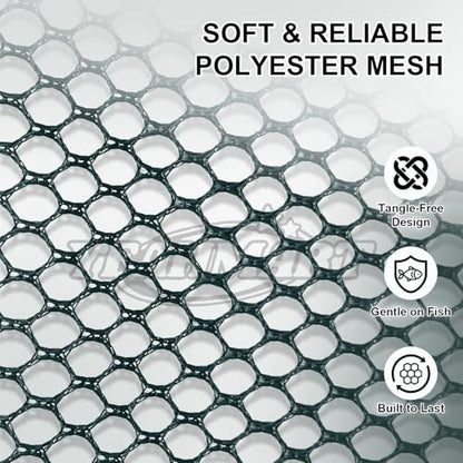 Yeahmart Fishing Landing Net with Telescopic Aluminum Handle Pole, Collapsible Nylon Mesh Minnow Fish Net for Saltwater & Freshwater, Portable Fishing Gear for Kids, Men, Women, Extends 21-75 Inches