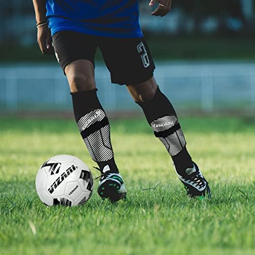 Vizari Matera Soccer Shin Guards | Lightweight PP Shell | Foam Padded Backing | Youth Soccer Shin Guards | Soccer Equipment - color: Black / White, size: Medium