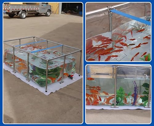Transparent Aquarium Pool Pond for Koi/Goldfish - Above Ground Fish Pond with PVC Liner and Stainless Steel Frame, Large Breeding Water Tank for Outdoor Indoor Backyard(39.3"x23.6"x19.7")