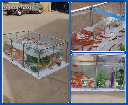 Transparent Aquarium Pool Pond for Koi/Goldfish - Above Ground Fish Pond with PVC Liner and Stainless Steel Frame, Large Breeding Water Tank for Outdoor Indoor Backyard(39.3"x23.6"x19.7")