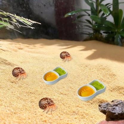 2 Pack Hermit Crab Food Dish Ceramic Hermit Crab Water Bowl Reptile Water Bowl Aquarium Accessory for Bearded Dragon Lizard Frog Gecko Tortoise Snail Frog