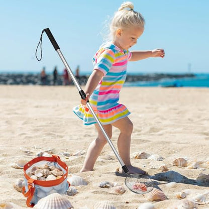 2 Pack Sand Sifter for Beach Shell Scooper with Seashell Bag and Sand Shovel Adjustable Shark Teeth Sifter Shelling Tools for Beach Seashell Collecting and Beachcombing