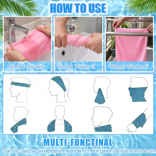 Shellwei 50 Pcs 40 x 12 Cooling Towel Bulk for Neck and Face - color: Multicolor