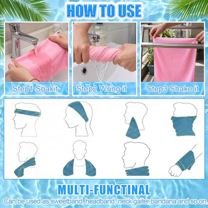 Shellwei 50 Pcs 40 x 12 Cooling Towel Bulk for Neck and Face - color: Multicolor
