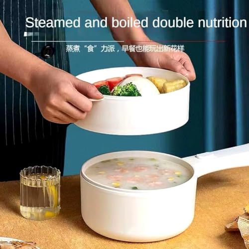 2L Electric Hot Pot & Steamer, Mini Multi-Function Electric Ramen Cooker, Adjustable 350W/700W, Non-Stick Ceramic, Portable for Dorm, RV & Camping