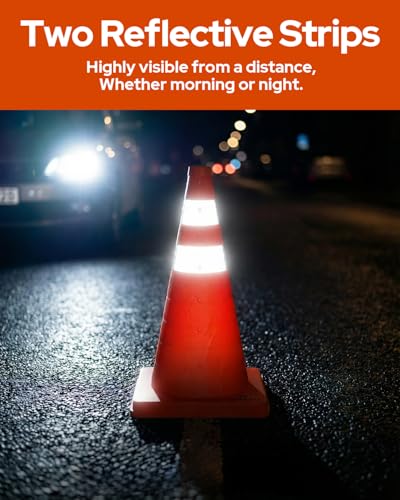 2 Pack 18In Collapsible Traffic Safety Cones with Reflective Collar - size: 18 Inch