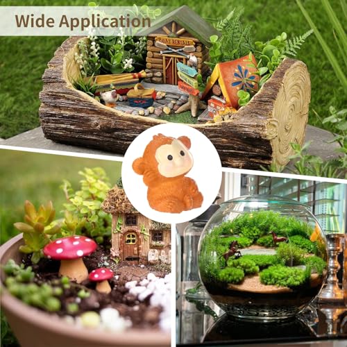 50 Pcs Mini Resin Monkey Figurine, Cute Jungle Animal Resin Miniature Ornaments for Micro Landscape, Fairy Garden, Cake Decor, Bookcase and Aquarium, Terrarium Accessories Bulk Set - style: Monkey