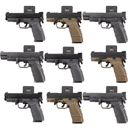 Handgun Hanger and Gun Storage for Holding Colt Smith and Wesson SIG Ruger Pistols - Heavy Duty Steel - Made in USA - color: Black 3 Pack
