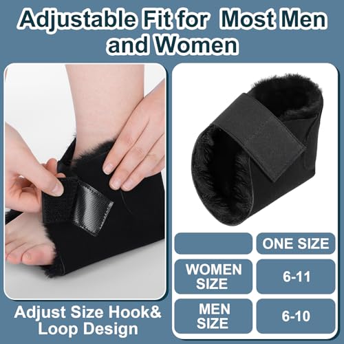 2 Pcs Sheepskin Heel Protectors for Pressure Sore Pad, Black - color: Black