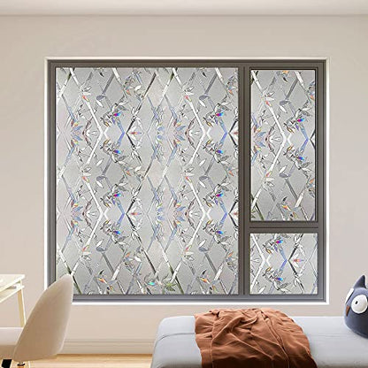 Window Privacy Film, 3D Stained Glass Film, Vinyl Decorative Window Decals, Static Cling Window Film Non-Adhesive Removable (23.6 x 78.7 inch) - size: 23.6'' x 78.7'' (60 x 200 cm)