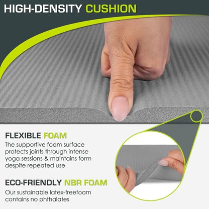 ProsourceFit Extra Thick Yoga Knee Pad and Elbow Cushion 15mm (5/8”) Fits Standard Mats for Pain Free Joints in Yoga, Pilates, Floor Workouts - color: Grey
