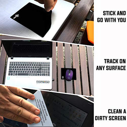 Mouse Pad Adhesive Bottom - Sticks to Any Surface - Portable - Webcam Covers and Screen Cleaner Included (Cross-Black) - color: CROSS - BLACK