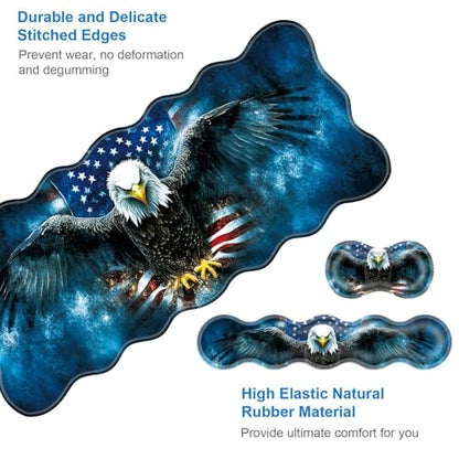 Large Gaming Mouse Pad, Keyboard Wrist Rest Pad & Wrist Support Mousepad Set, Stitched Edge, Extended, Non-Slip Base, Memory Foam Desk Mat for Office, Home,American Flag Bald Eagle - color: American Flag Bald Eagle