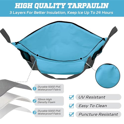 Insulated Fish Cooler Kill Bag with Flat Bottom-26x18 31x14 40x16 50x18 60x20 70x25 Inches Waterproof Fishing tackle Kill Cooler Bag - color: Blue-40x16x10