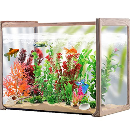 Fish Tank Accessories Aquarium Decorations Plants, 20pcs Fish Tank Decorations Plant, Fish Tank Decor, Aquarium Decor Plastic Plants, Small to Large