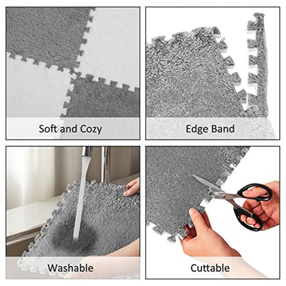 Amylove 36 Pc Foam Interlocking Carpet Tiles,White, Gray - color: White, Gray