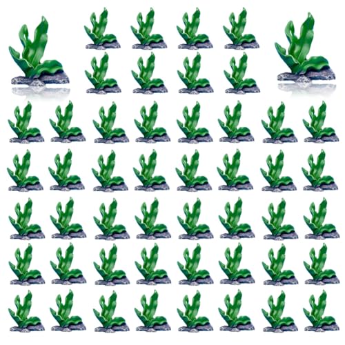 50PCS Mini Ocean Animals Figurines Ornaments Resin Sea Animal Tiny Resin Figurines for Fish Tank Decorations Birthday Party Favor Garden Accessories Gift (Seaweed) - color: Seaweed