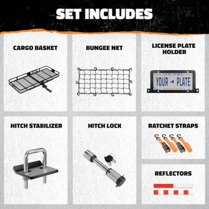 Mockins 60"x24"x6" XL Heavy Duty Trailer Hitch Cargo Carrier w/ 500 Lbs Cap - size: Large: 60"x24"x6"
