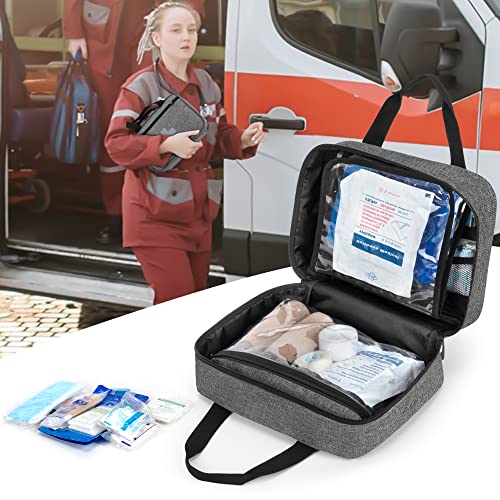 CURMIO Empty First Aid Kits Case, Portable Emergency Kit Organizer, Gray - color: Gray