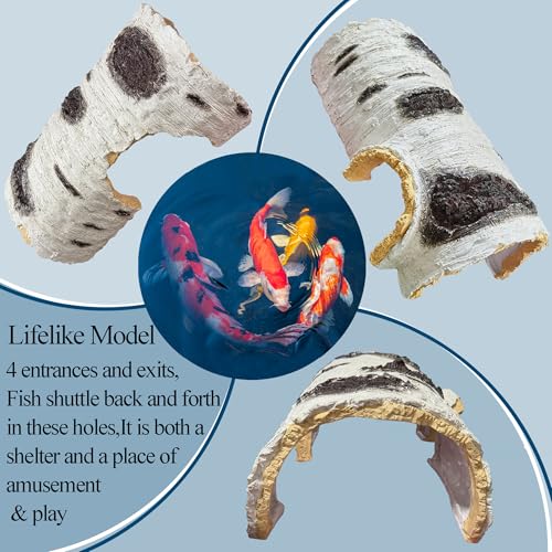 Faux Log Fish Cave for Koi Pond, Extra Large 20" x 13.4" x 7.5",Resin,for Koi Hiding & Playing and Ponds Decorative