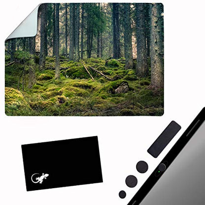 Mouse Pad Adhesive Bottom - Sticks to Any Surface - Portable - Webcam Covers and Screen Cleaner Included (Moss Forest) - color: MOSS FOREST