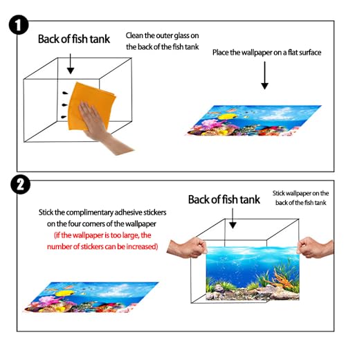 Double Sided Fish Tank Background 12 x 20 Inches for Fish Tanks Aquarium Backgrounds Decorative Poster Paper Sticker Waterproof Fish Tank Wallpaper