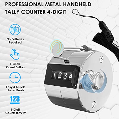 KTRIO Metal Handheld Tally Counter, 4-Digit Mechanical Clicker - style: 2 Pack