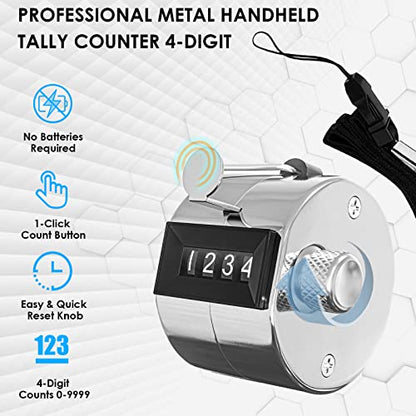 KTRIO Metal Handheld Tally Counter, 4-Digit Mechanical Clicker - style: 2 Pack