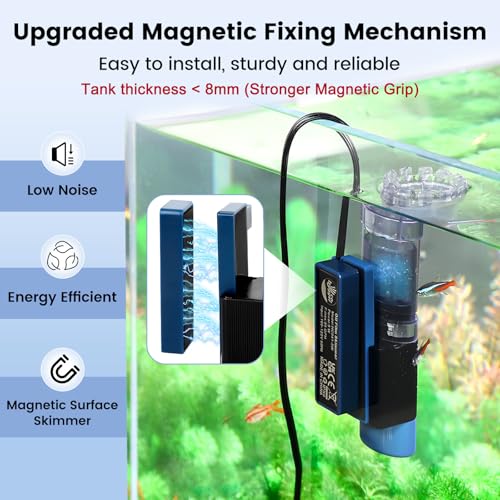 Aquarium Surface Skimmer, 96 GPH Flow Rate – Ideal for Freshwater & Saltwater Compatible, 5W – Efficient Waste Removal
