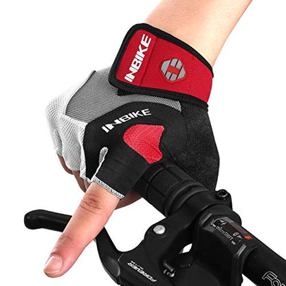 INBIKE 5mm Padded Half Finger Bike Bicycle Cycling Gloves - color: Red, size: X-Large