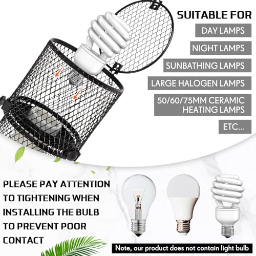 2 Pcs Retractable Reptile Heat Lamp Holder Reptile Anti Scald Lampshade Ceramic Heat Emitter Heating Lamp Shade with Switch for Pet Amphibian Snakes Lizards Turtle Frogs Chicks, Without Bulb