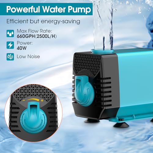 Pond Waterfall with Pump Kit, 304 Stainless Steel Waterfall Spillway with 40W 660GPH Pump, Pond Spillway with 9.8FT Corrugated Tubing for Garden (12inch)-P43 - size: 12INCH