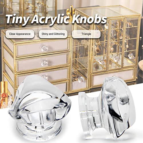 12Pcs Tiny Pull Handle Triangle Acrylic Mini Knob 19mm Diameter Clear Shiny Knobs for Jewelry Box, Gift Case and Makeup Box - color: Triangle handle, size: 12 Pieces