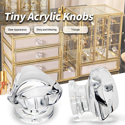 12Pcs Tiny Pull Handle Triangle Acrylic Mini Knob 19mm Diameter Clear Shiny Knobs for Jewelry Box, Gift Case and Makeup Box - color: Triangle handle, size: 12 Pieces
