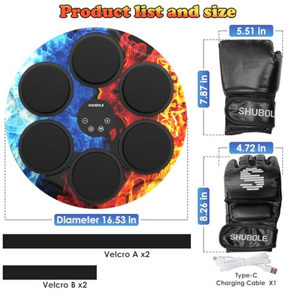 Music Boxing Machine for Kids & Adults - Wall Punching Pad with Lighting, 9-Speed Bluetooth Boxing Game with Gloves, Wall Mounted Exercise Equipment, 2026 Upgrade Boxing Equipment for Kids Age 6+ - color: Ice-Fire