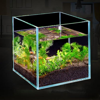 Ultra Clear 7 Gallon Rimless Low Lron Aquarium Tank, 11.8" L × 11.8" W × 11.8" H (30cm x 30cm x 30cm) 1/5 inch Thickness Ultra HD Glass Fish Tank with Black Nano Foam Leveling Mat Included - size: 11.8"L × 11.8"W × 11.8"H